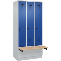 Garderobekast Classic Plus, Zitbank, 3 Deurs, Ral7035/5010, - CP