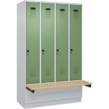 Garderobekast Classic Plus, Zitbank, 4 Deurs, Ral7035/6011, - CP