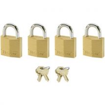 Hangslot, Gelijksluitend. Massie Messing. 20mm. Ml120eurqnop, - Master Lock