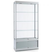 Vitrinekast Met Onderkast - 100x40x200 Cm - Zilver, - Sarazino