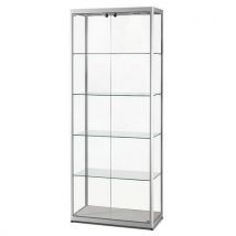 Vitrinekast Hoog Met Schuifdeur 80x40x200 Cm - Zilverkleurig, - Sarazino