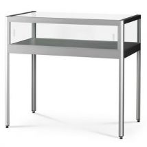 Tafelvitrine - 100x60x92 Cm - Zilverkleurig, - Sarazino