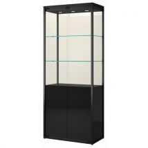Vitrinekast Hoog Met Opbergruimte - 75x45x190 Cm - Zwart, - Sarazino