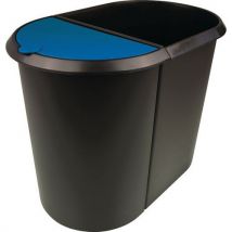 Helit - Prullenbak met afvalscheiding The Double 20+9L - Zwart/Blauw - 38L - Gescheiden afvalinzameling