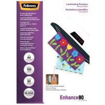 Lamineerhoes met zelfklevende achterkant A4 - 80 μm - Fellowes - Fellowes