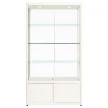Vitrinekast Met Onderkast, 95x50x200 Cm - Wit, - Sarazino