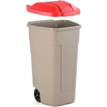Mobiele Container 110 Liter Met Deksel - Rood, - Rubbermaid