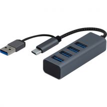 USB-hub HB314 - 4 poorten Type A en adapter type A / type C- 60W - Dacomex