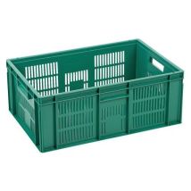 Plastikowa skrzynia Euro Manutan Expert z perforowanymi ściankami, zielona, 235 x 400 x 600 mm, 45 l