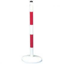 Mottez Słupek metalowy Reva, wys. 90 cm, czerwono-biały, na 2 łańcuchy, Manutan