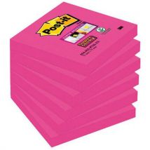 Bloczek samoprzylepny POST-IT Super sticky (654-6SS-PNK), 76x76mm, 1x90 kart., fuksja, Manutan