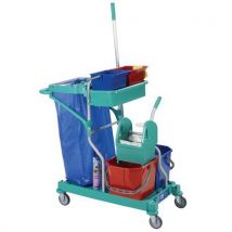 TTS Wózek do sprzątania z wyżymaczką dźwigniową, pojemność 2 x 15 l + 2 x 6 l, Manutan