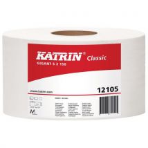 Papier toaletowy Katrin Classics Gigant S2 2-warstwowy, 18 cm, 1040 listków, 75% biały, 12 rolek, Manutan
