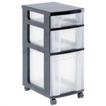 Really Useful Products Stojak mobilny ze schowkami, 3 pudełka, przezroczysty Manutan