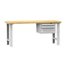 Polak Stół warsztatowy KOMBI BB5715, 1500 x 700 x 890 mm, BUK, szaro-szary Manutan