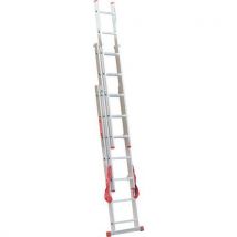 Alpos Alu Drabina aluminiowa wysuwana PRO, 3 x 7 szczebli, Manutan