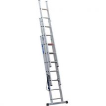 Alpos Alu Drabina aluminiowa wysuwana PROFI, 3 x 7 szczebli, Manutan