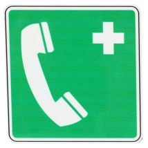 Stolik bezpieczeństwa Manutan Expert - Telefon alarmowy, aluminium, 120 mm