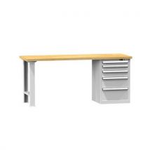 Polak Stół warsztatowy KOMBI HB5715, 1500 x 700 x 890 mm, BUK, szaro-szary, Manutan
