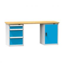 Polak Stół warsztatowy KOMBI LM4820, 2000 x 800 x 880 mm, MULTIPLEX, szaro-niebieski, Manutan