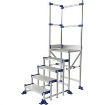Podest dostępowy Meca Modul Tubesca-Comabi, 2 balustrady, 5 stopni, długość podestu 0,5 m, Manutan