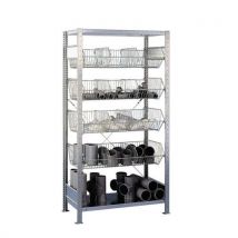 Schulte Regał druciany, podstawowy, 200 x 106 x 53,5 cm, 1100 kg, 6 półek, srebrny Manutan