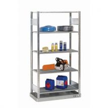 Schulte Lagertechnik Regał metalowy, podstawowy, 200 x 106 x 53,5 cm, 1300 kg, 5 półek, srebrny, Manutan