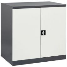 Metalowa szafa warsztatowa Sofame, 2 półki, 100 x 100 x 66,5 cm, szara/ciemnoszara, Manutan