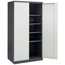 Metalowa szafa warsztatowa Sofame, 4 półki, 195 x 100 x 66,5 cm, szara/ciemnoszara, Manutan