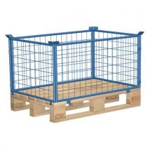 Variofit Nadstawka paletowa typ 62, siatkowa, niebieska, 60 x 120 x 80 cm, Manutan