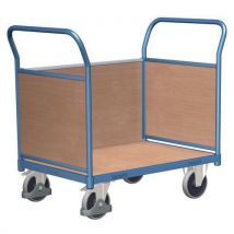 Variofit Wózek platformowy z dwoma uchwytami, w całości wyściełany i z bocznymi ściankami, do 400 kg, 97,5 x 104 x 50 cm, niebieski, Manutan