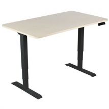 Biurko z regulacją wysokości Manutan Expert, podstawa czarna, szer. 140 cm, dąb