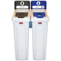 Rubbermaid Stacja do recyklingu Slim Jim 174 l, czarno_niebieska_BE_FR, Manutan