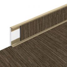 Posadzka Fortelock Business, deseń Ribbon Oak, listwa przypodłogowa, beżowa fuga Manutan