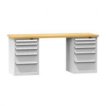Polak Stół warsztatowy KOMBI OM4820, 2000 x 800 x 880 mm, MULTIPLEX, szaro-szary, Manutan