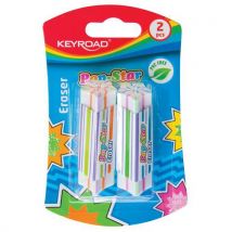 Gumka uniwersalna KEYROAD Pop-Star, 2szt., blister, mix kolorów, sprzedaż po 24 szt., Manutan