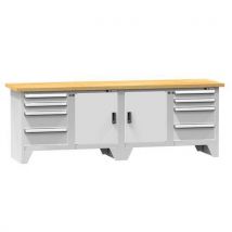 Polak Stół warsztatowy modułowy PS3-1, 2500 x 700 x 880 mm, BUK, szaro-szary, Manutan
