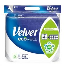 Papier toaletowy VELVET Delikatnie Biały, Ecoroll, 3-warstwowy, 300 listków, 4szt., biały, Manutan