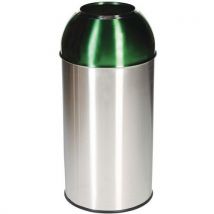 Metalowy kosz Manutan Expert Dome na śmieci segregowane, pojemność 40 l, zielony,