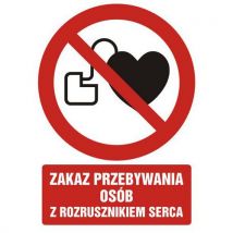 Zakaz przebywania z rozrusznikiem serca 33 X 46,7 nieświec. płyta sztywna PCV Manutan