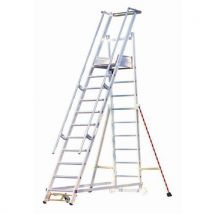 Mobilny podest aluminiowy Tubesca-Comabi, 14 stopni Manutan