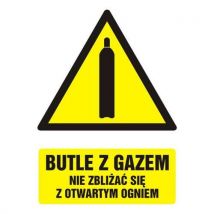 Butle z gazem - nie zbliżać się z otwartym ogniem 10,5 X 14,8 nieświec. folia Manutan