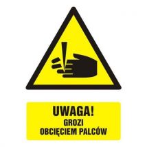 Uwaga - niebezpieczeństwo obcięcia palców 10,5 X 14,8 nieświec. folia, Manutan
