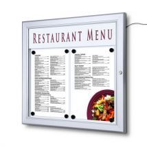 Showdown Displays Oświetlona gablota magnetyczna Menu, jednoskrzydłowa, 2 x A4 Manutan