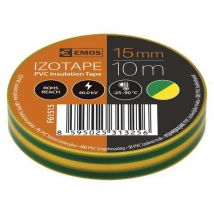 Taśma elektroizolacyjna PVC Emos, szerokość 15 mm, 10 szt., zielono-żółta Manutan