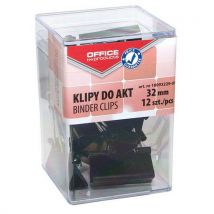 Klipy do dokumentów OFFICE PRODUCTS, 32mm, 12szt., w pudełku, czarne Manutan