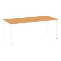 Stół jadalniany Versys z białymi nogami RAL 9003, 180 x 80 x 74,3 cm, buk Manutan