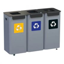 Alda Zestaw 3 zewnętrznych metalowych koszy na śmieci segregowane Modular, pojemność 3 x 70 l, Manutan