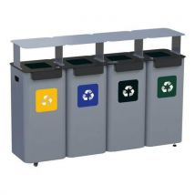 Alda Zestaw 4 zewnętrznych metalowych koszy na śmieci segregowane Modular Hood, pojemność 4 x 70 l, Manutan