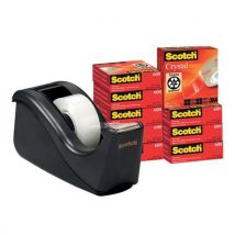 Taśma biurowa SCOTCH Crystal (6-1933R10TPC), 19mm, 33m, 10szt., podajnik C-60 GRATIS, Manutan